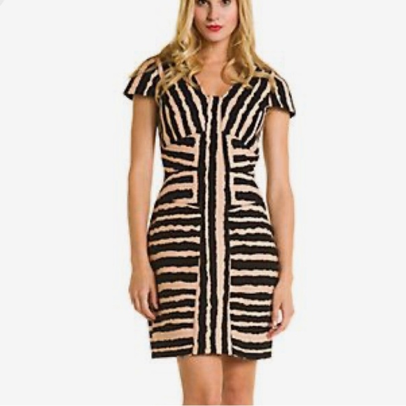 Anthropologie 4.Collective Zebra Print Labyrinth Sheath V-neck Dress - Picture 1 of 6